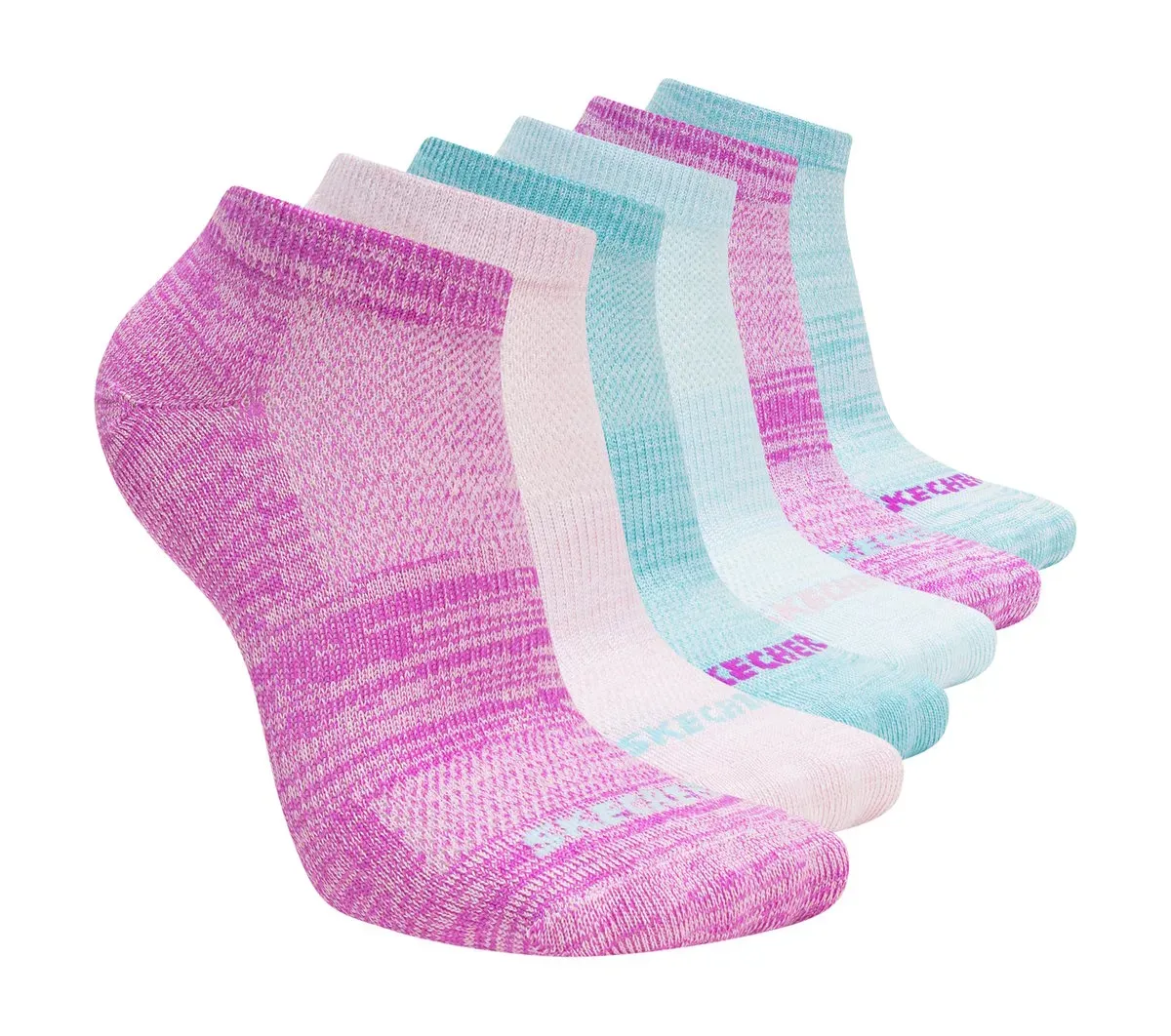 Skechers 6 Pack Girls' Low Cut Color Stripe Socks 89439561