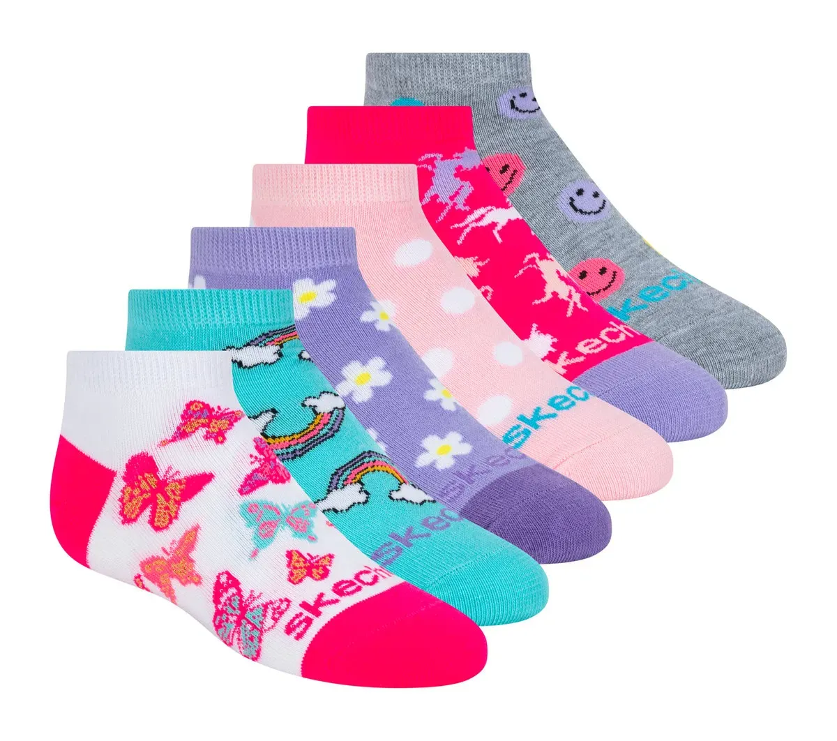Skechers 6 Pack Low Cut Multicolor Print Socks 55736172