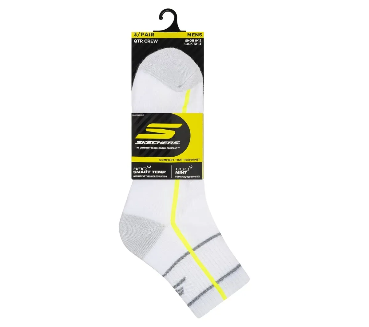 Skechers 3 Pack Men's Performance Quarter Crew Stripe Socks 35747238