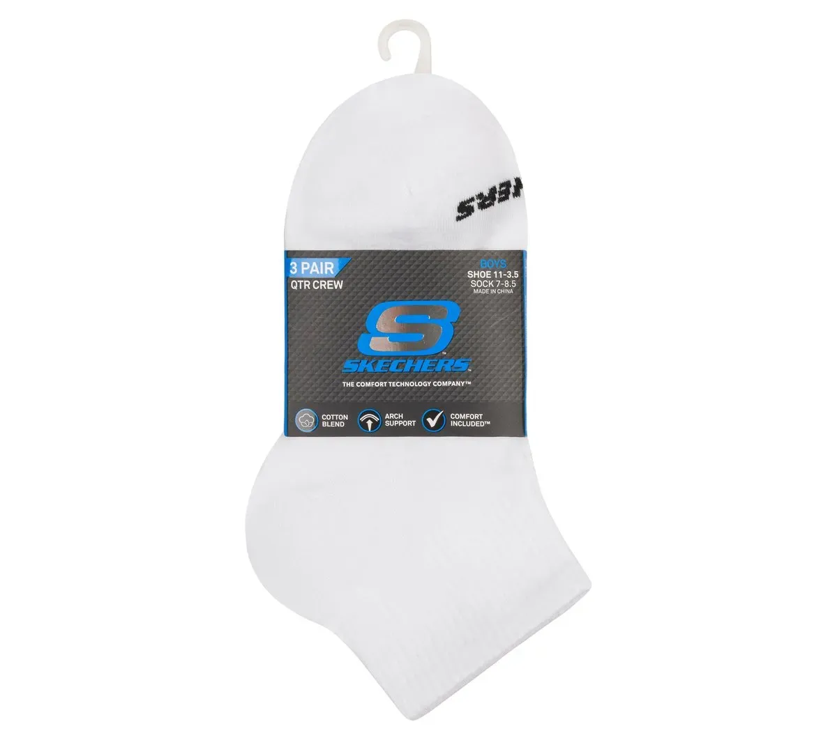 Skechers 3 Pack Boys' Quarter Crew Cotton Socks 39795493