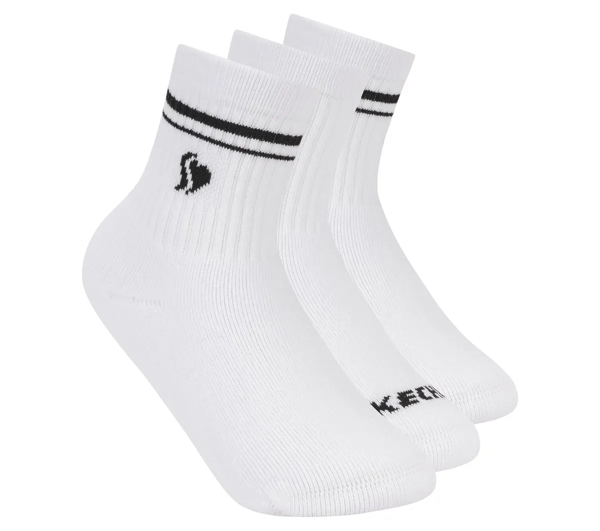 Skechers 3 Pack Girls' Low Crew Ribbed Socks 16365247