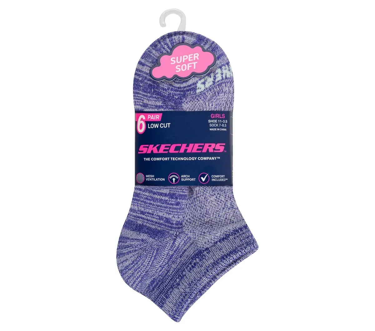 Skechers 6 Pack Girls' Low Cut Color Stripe Socks 93394171