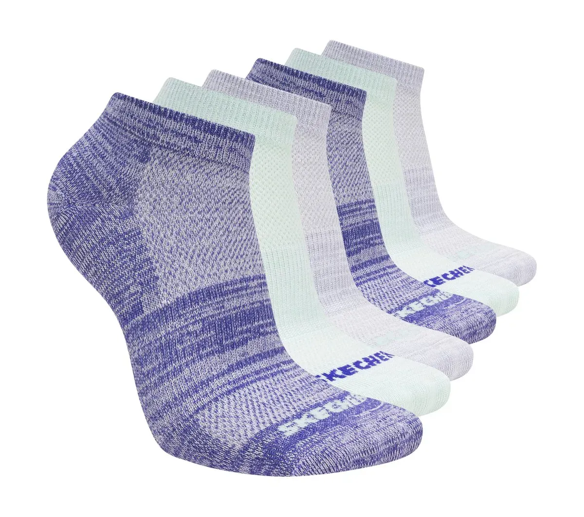Skechers 6 Pack Girls' Low Cut Color Stripe Socks 93394171