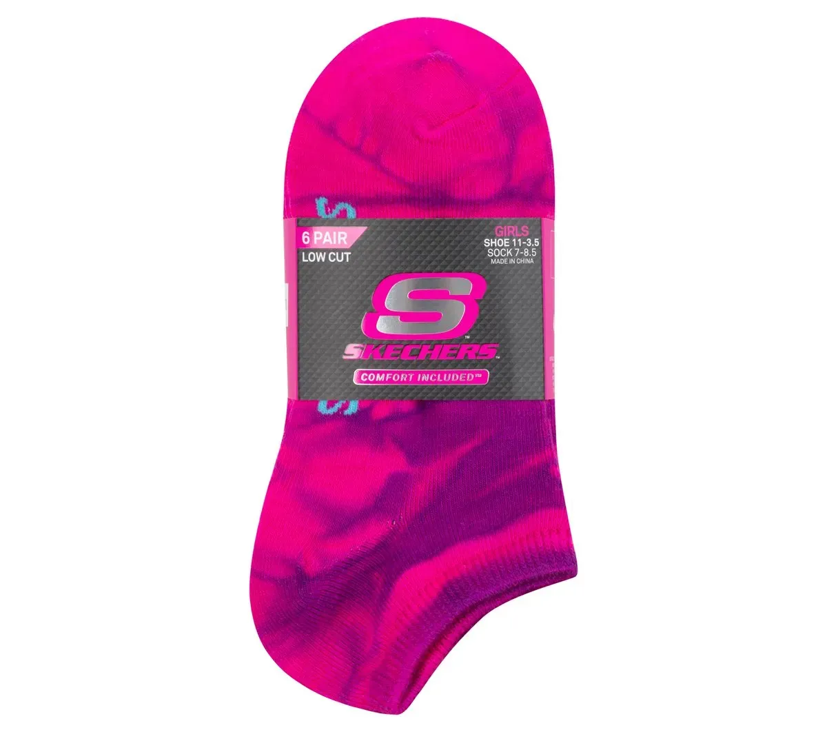 Skechers 6 Pack Girls' Tie Dye Fashion Socks 68378732