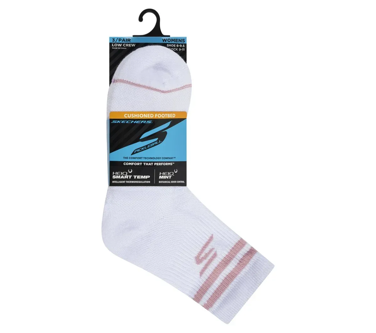 Skechers 3 Pack Women's Performance Pickleball Varsity Stripe Low Crew Socks 35447939
