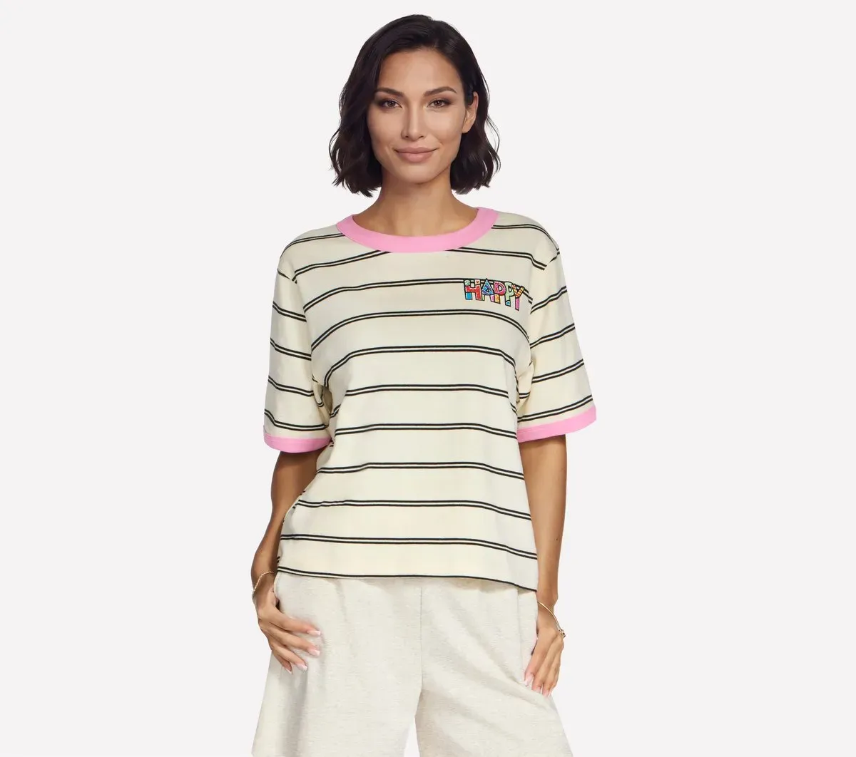 Skechers Britto: Hearts Striped Ringer Tee 42836155